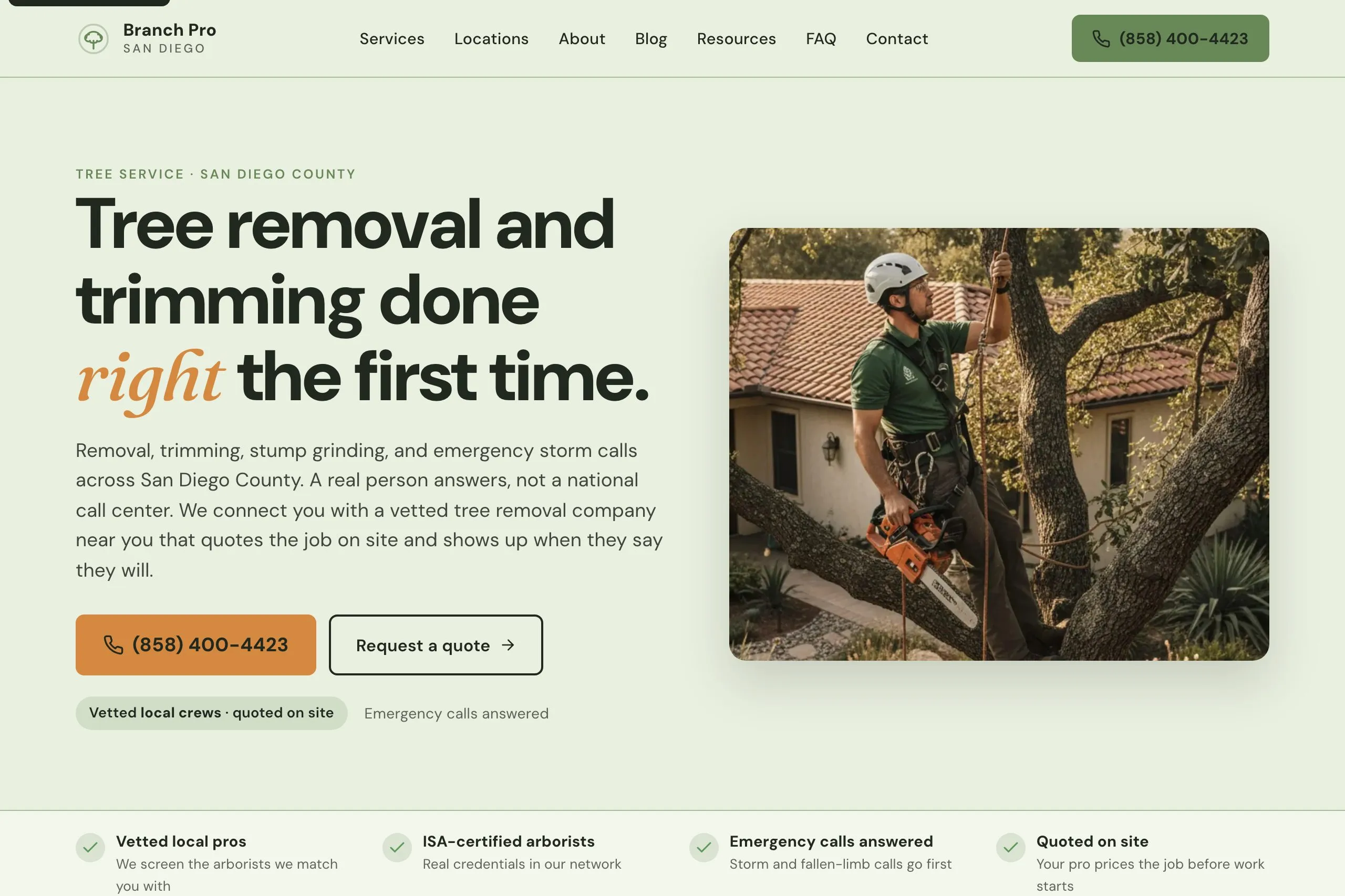 Branch Pro San Diego homepage