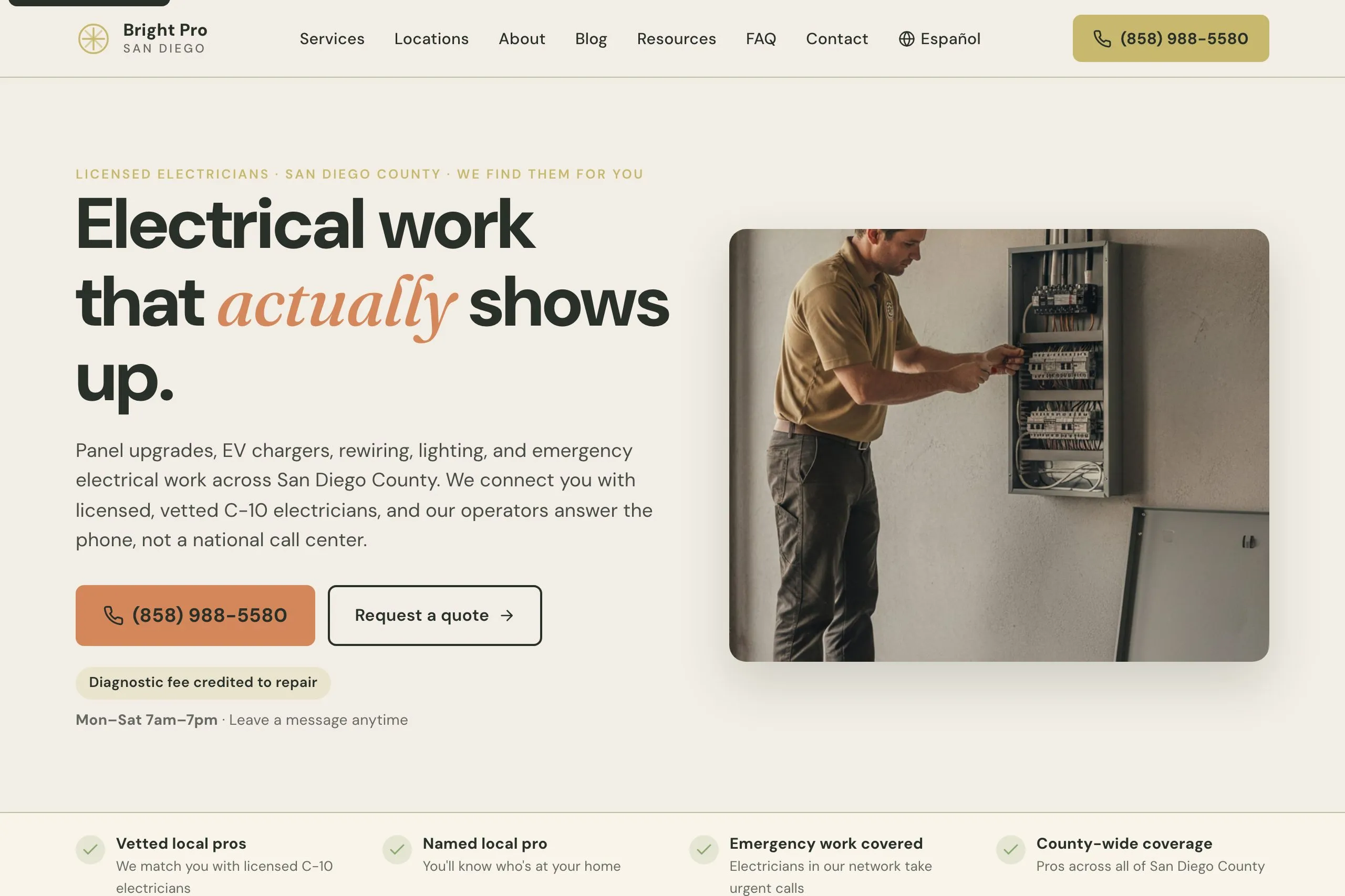 Bright Pro Electric homepage