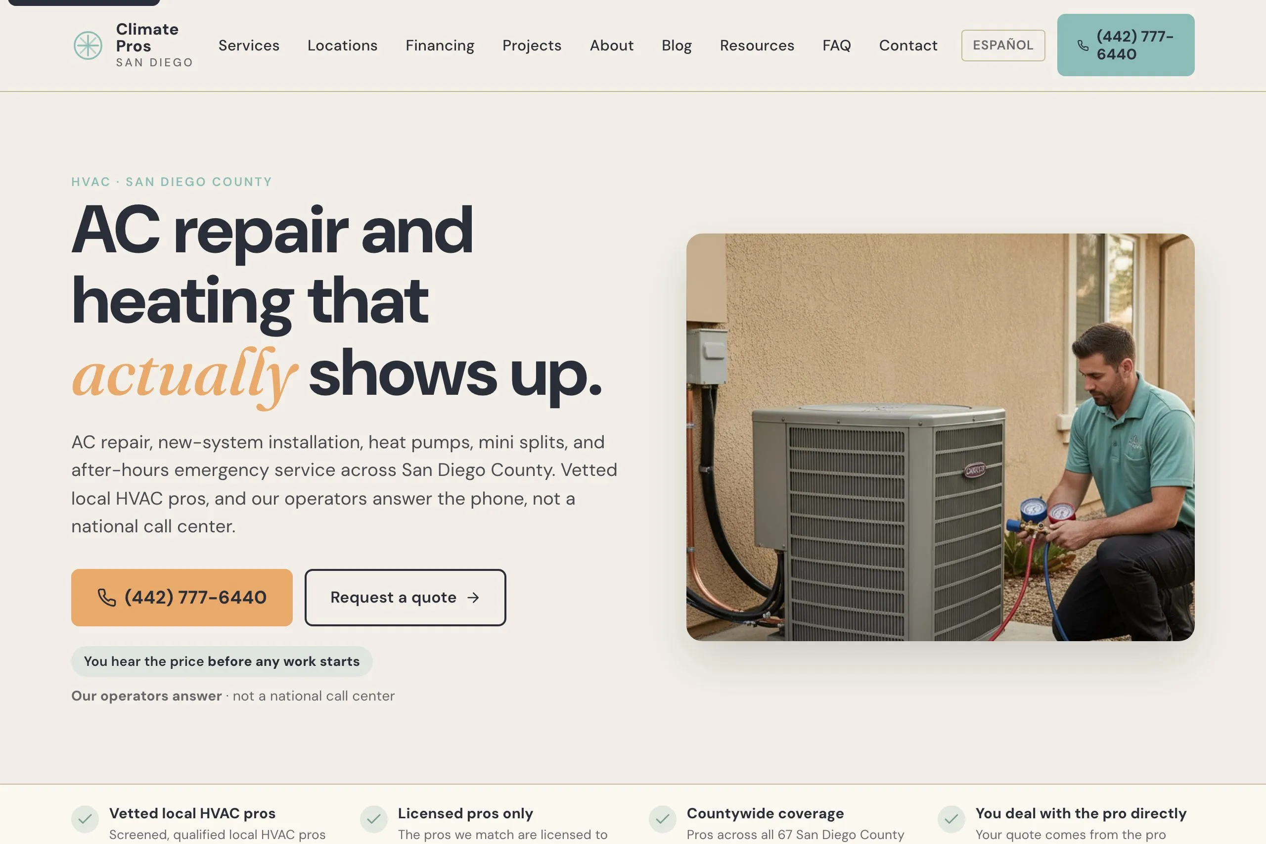 Climate Pros SD homepage