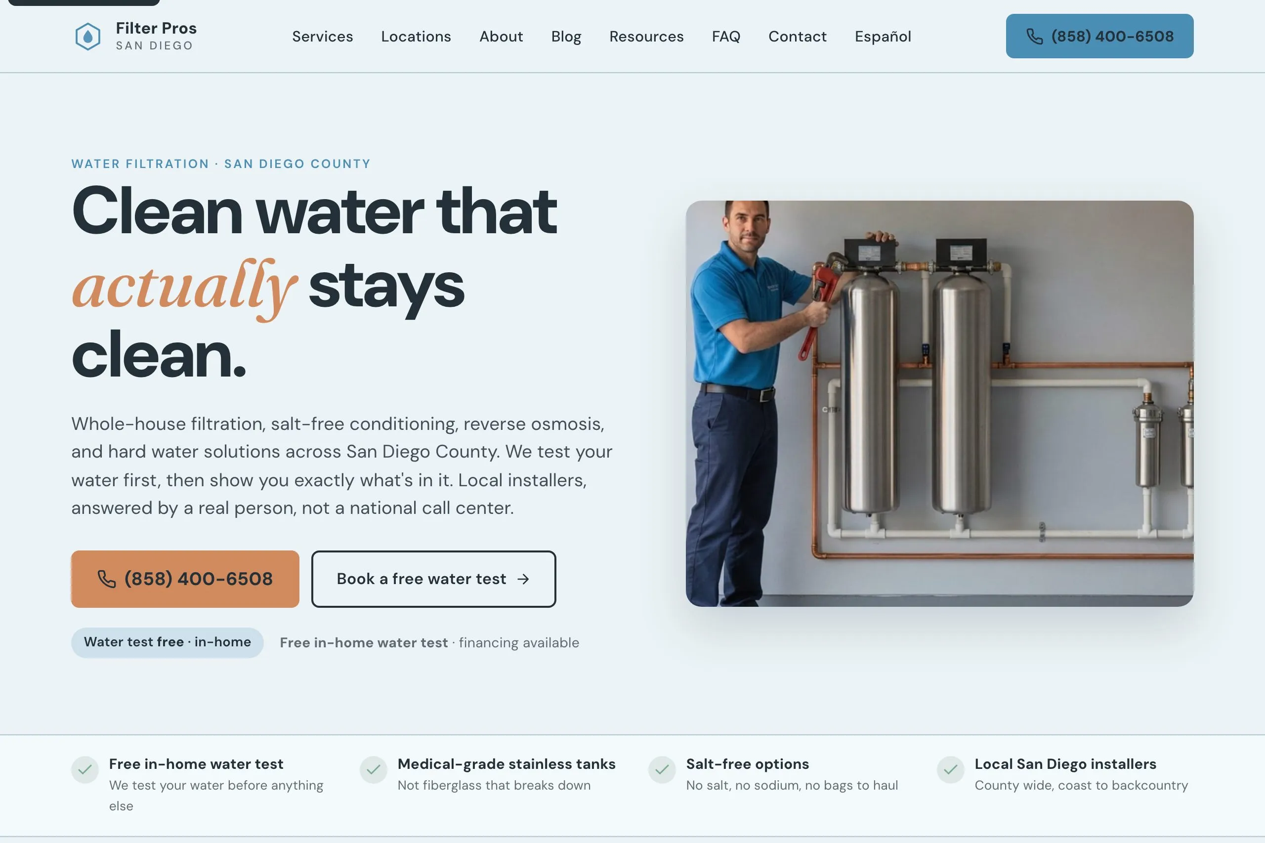 Filter Pros San Diego homepage