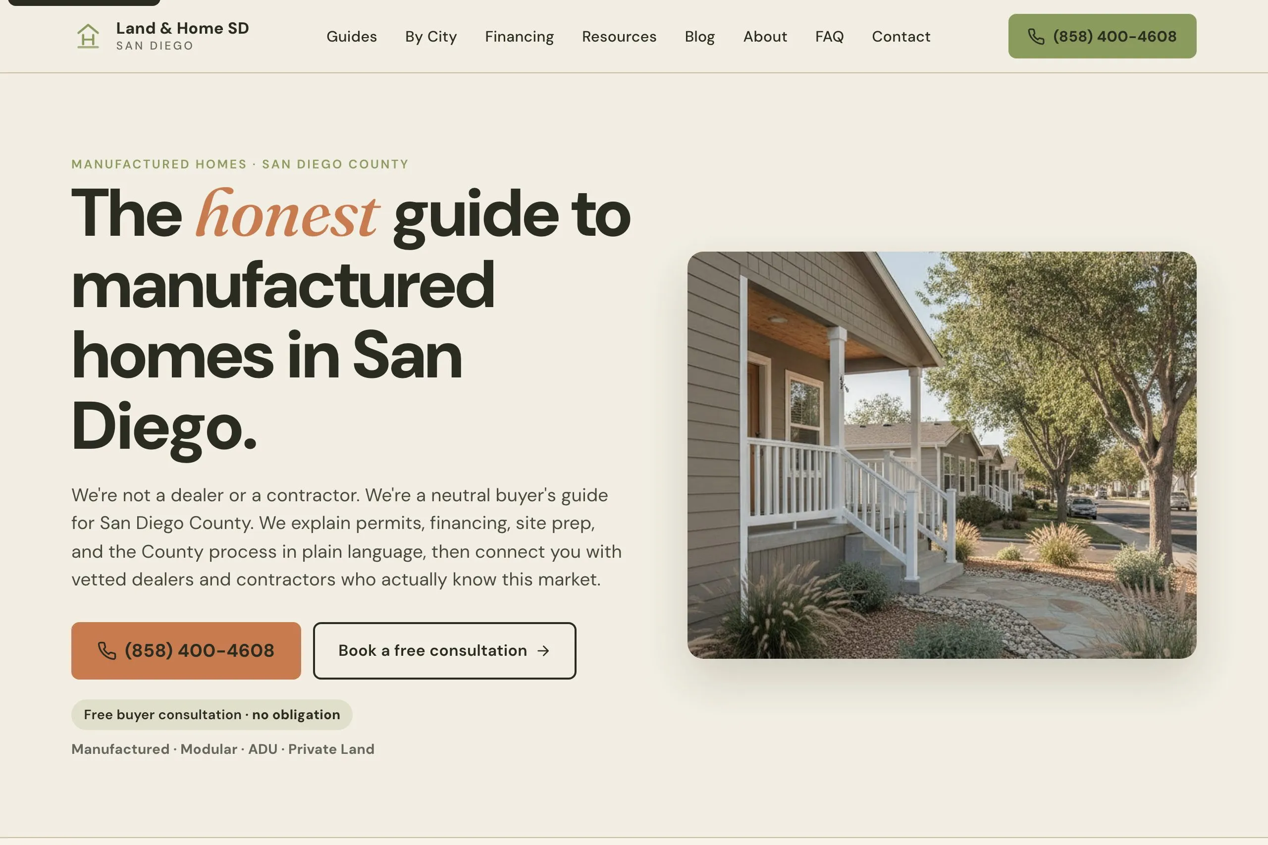 Land & Home SD homepage