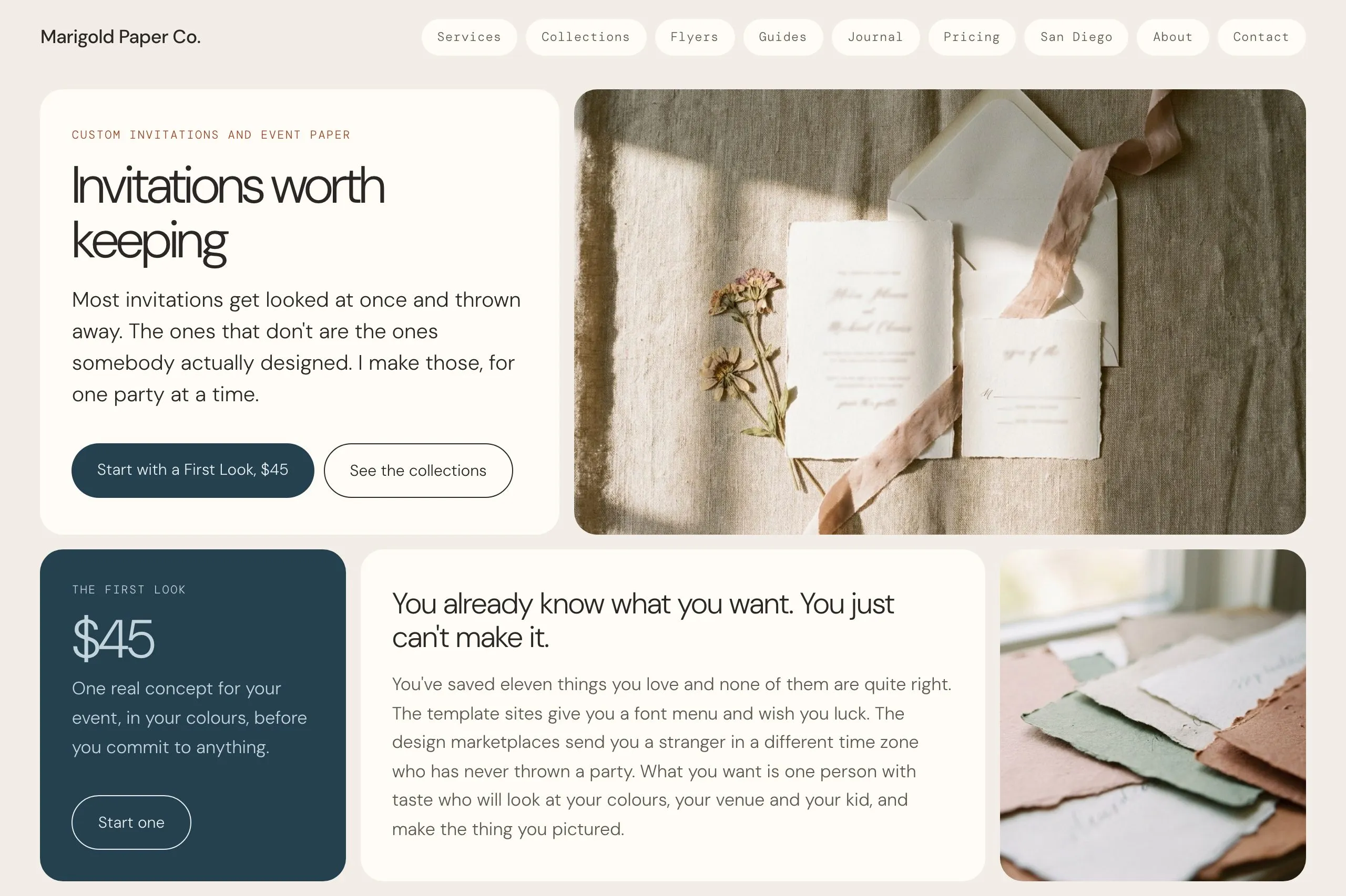 Marigold Paper Co. homepage