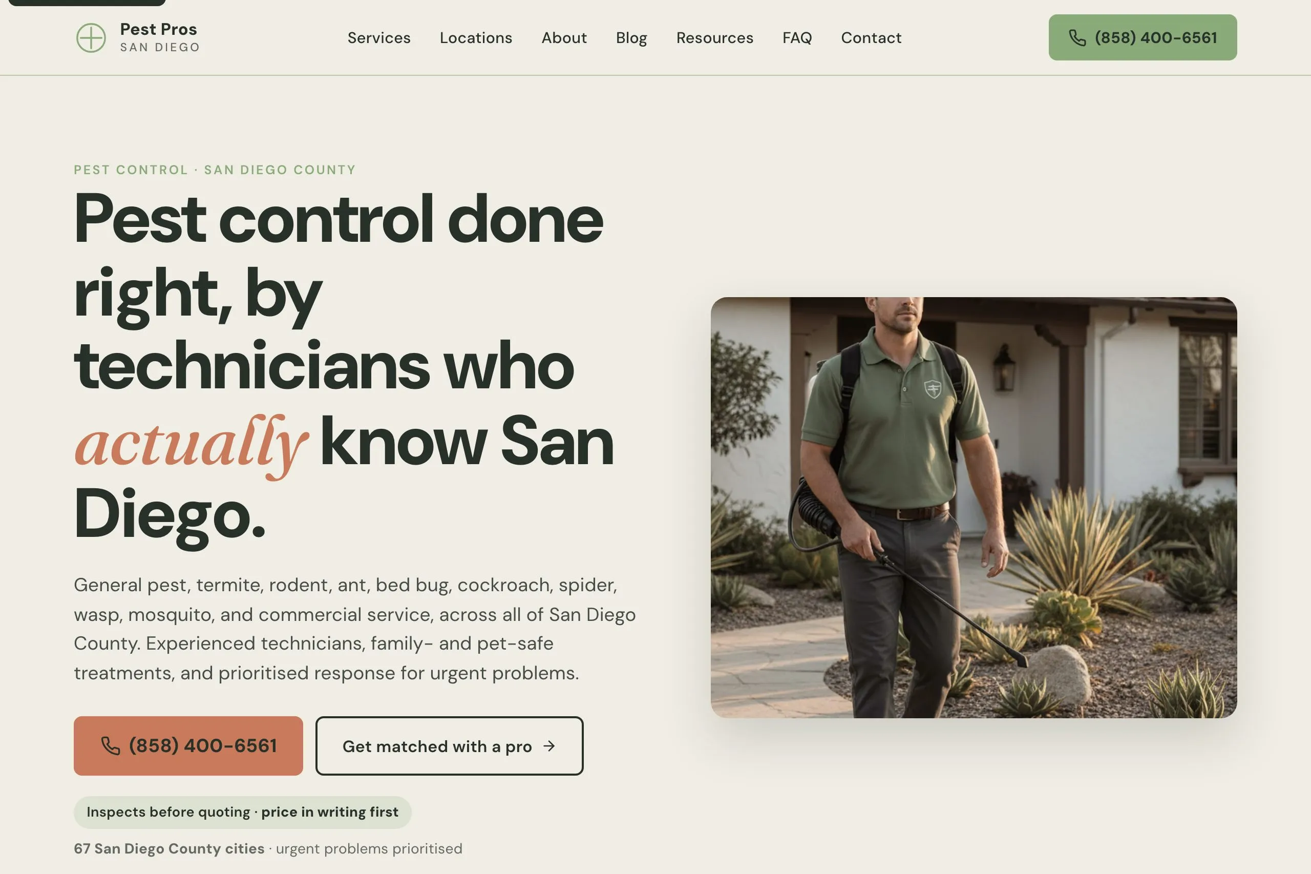 Pest Pros San Diego homepage