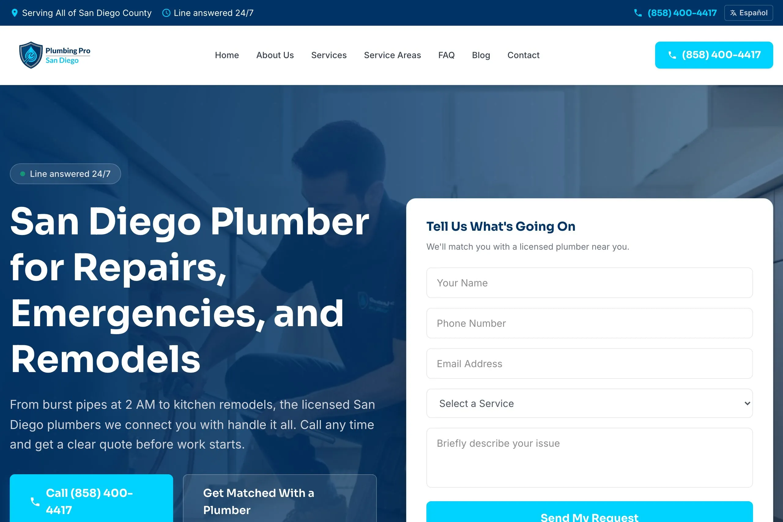 Plumbing Pro SD homepage