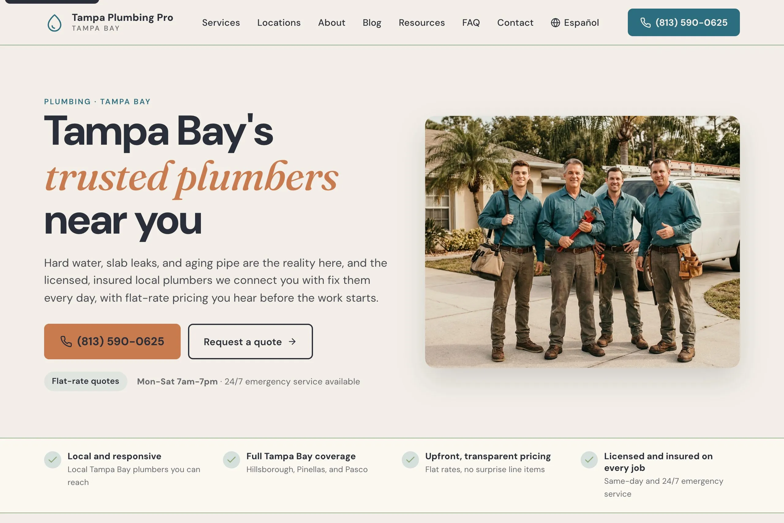 Tampa Plumbing Pro homepage