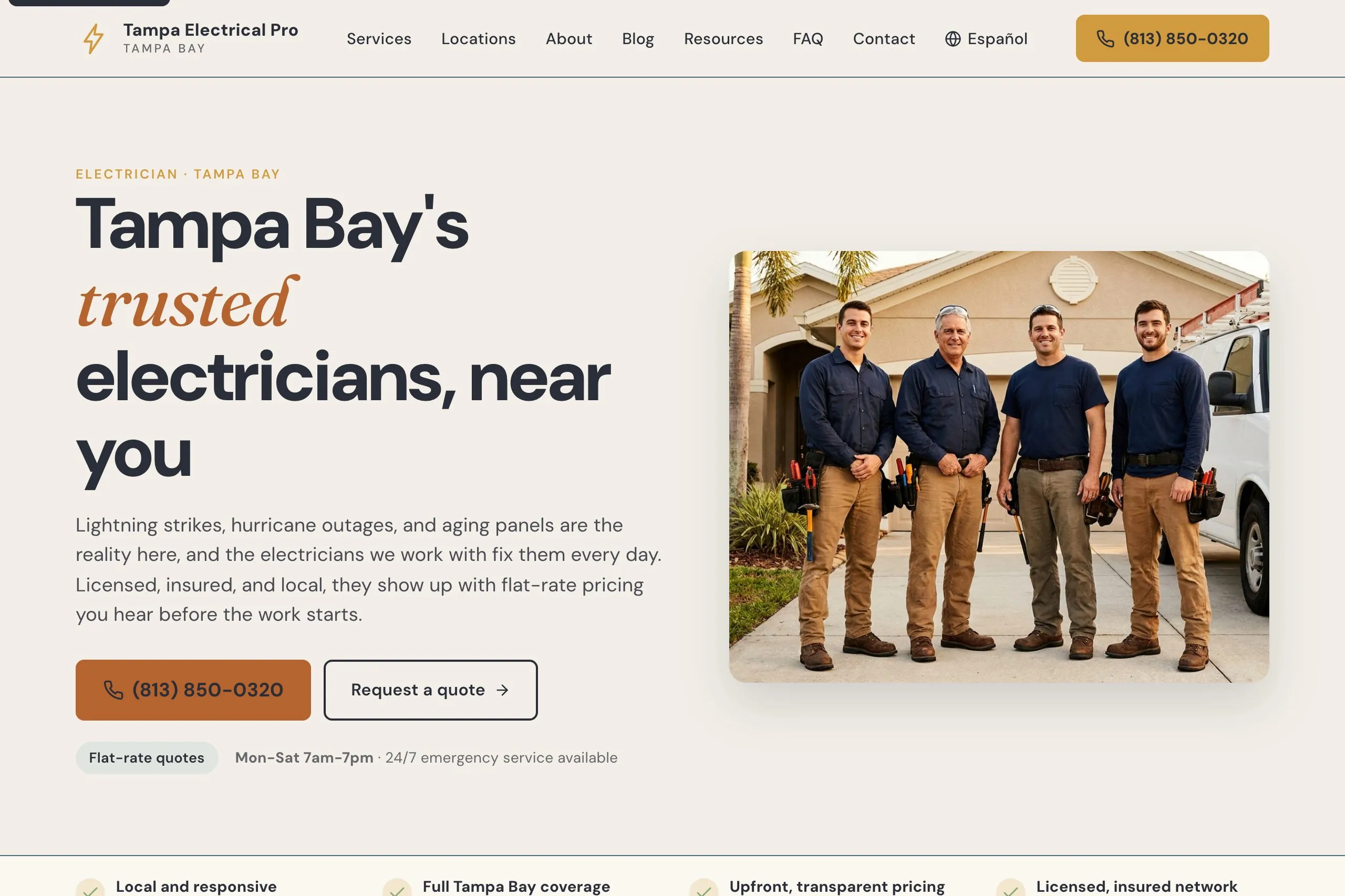 Tampa Electrical Pro homepage