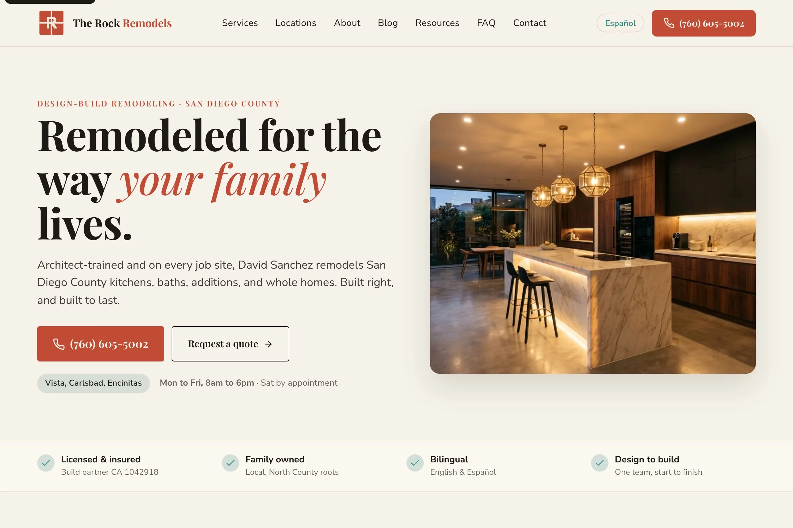 The Rock Remodels homepage