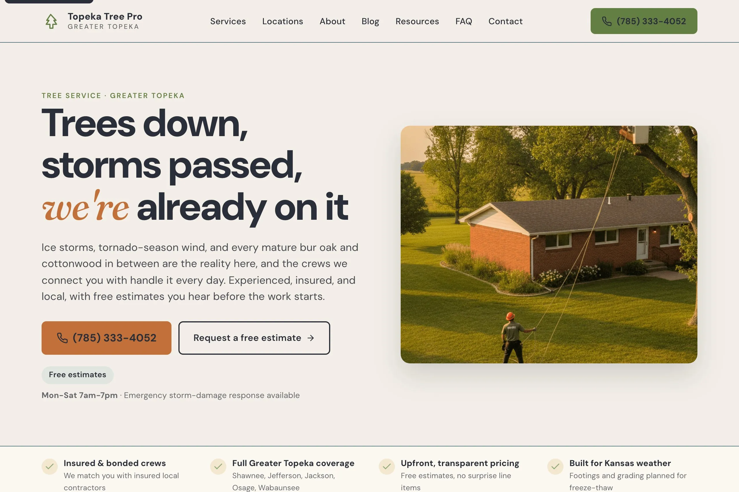 Topeka Tree Pro homepage
